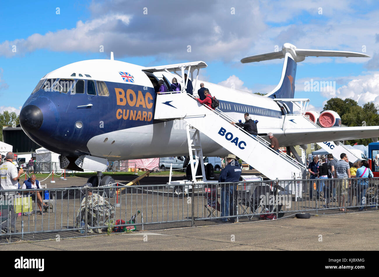 Vickers VC10, BOAC Cunard, Duxford, England. Super Vickers VC10 Typ 1151 flog mit British Overseas Airways Corporation zwischen 1965 und 1972. Stockfoto