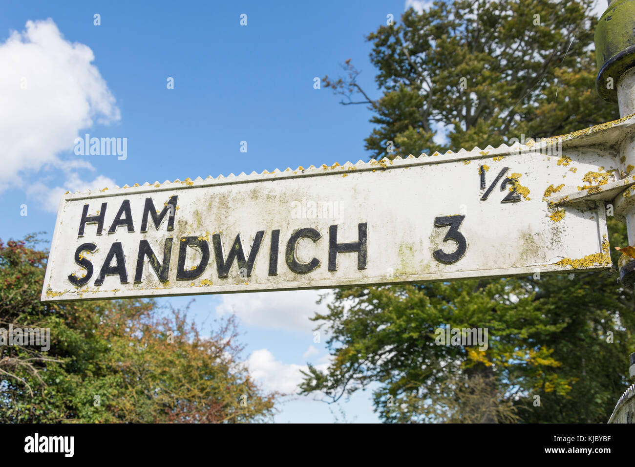 Schinken Sandwich Schild, Northbourne Lane, Northbourne, Kent, England, Vereinigtes Königreich Stockfoto