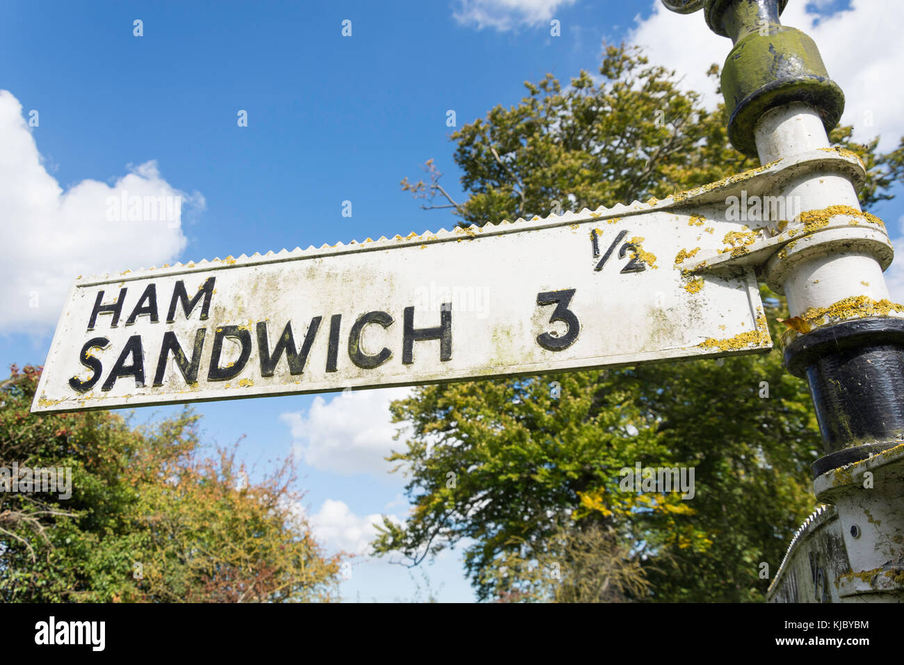 Schinken Sandwich Schild, Northbourne Lane, Northbourne, Kent, England, Vereinigtes Königreich Stockfoto