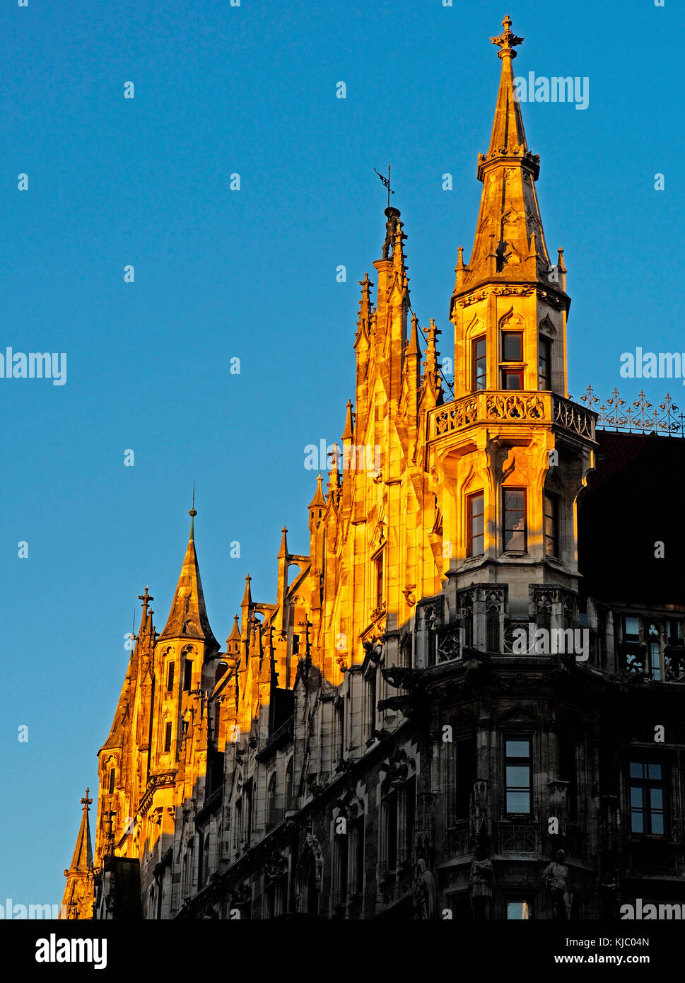 Neues Rathaus neugotischen Architektur in der Marienplatz in München. Stockfoto