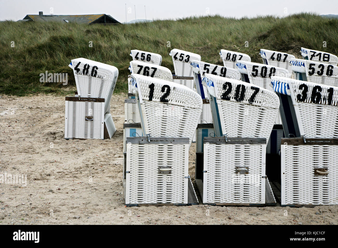 Liegen am Strand Stockfoto