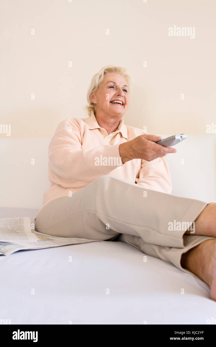 Frau Fernsehen Stockfoto