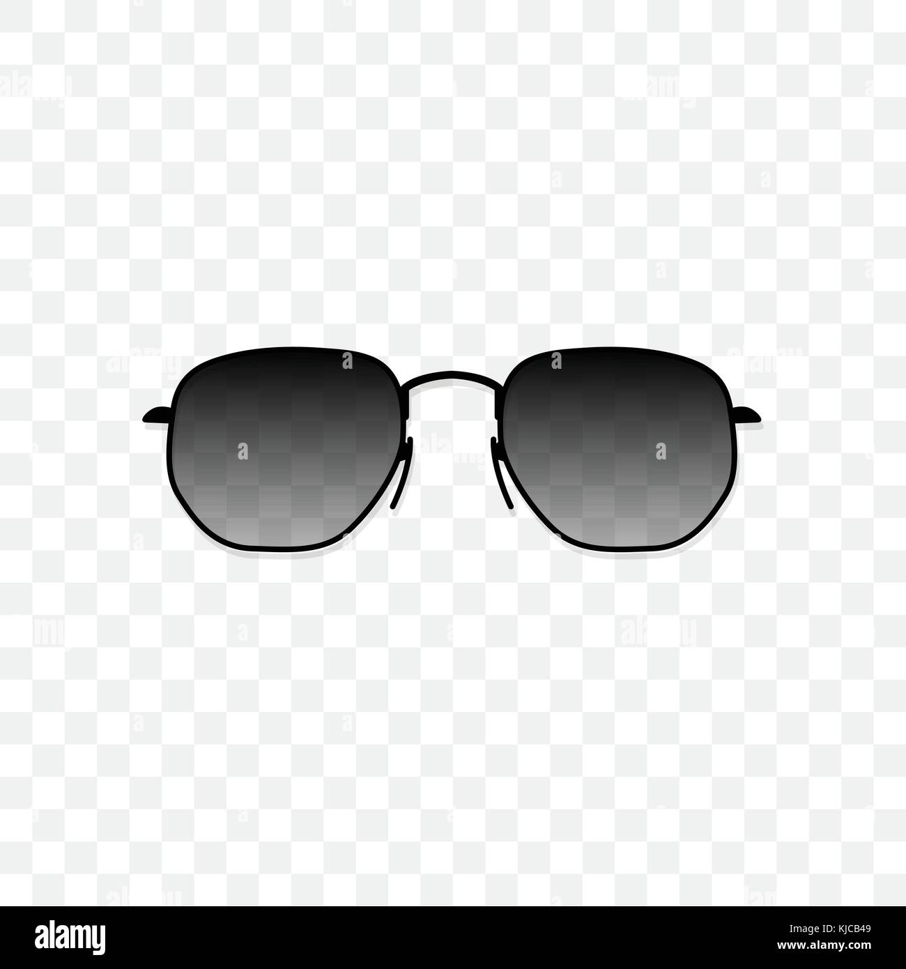 Realistische Sonnenbrille mit einer durchsichtigen Glas schwarz auf transparentem Hintergrund. Schutz vor Sonne und UV-Strahlen. modeaccessoire Vector Illustration. Stock Vektor