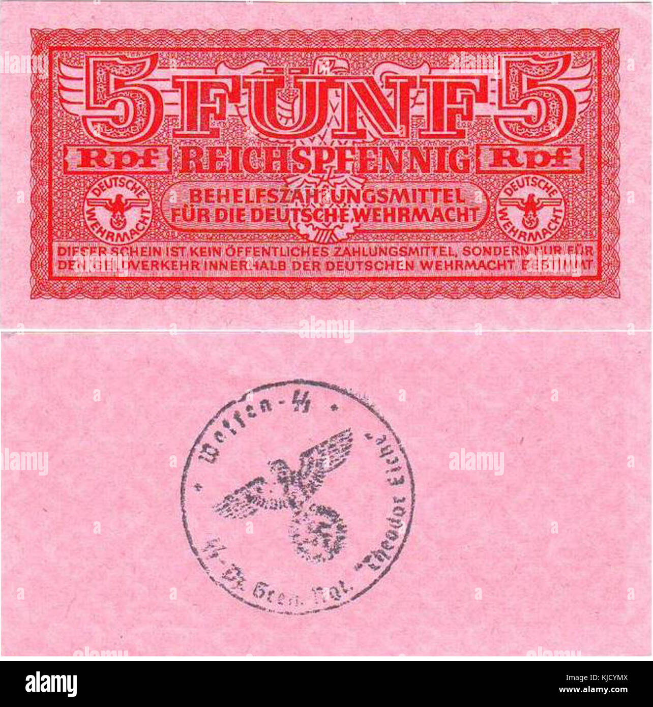 5 rpf Behelfszahlungsmittel Stockfoto