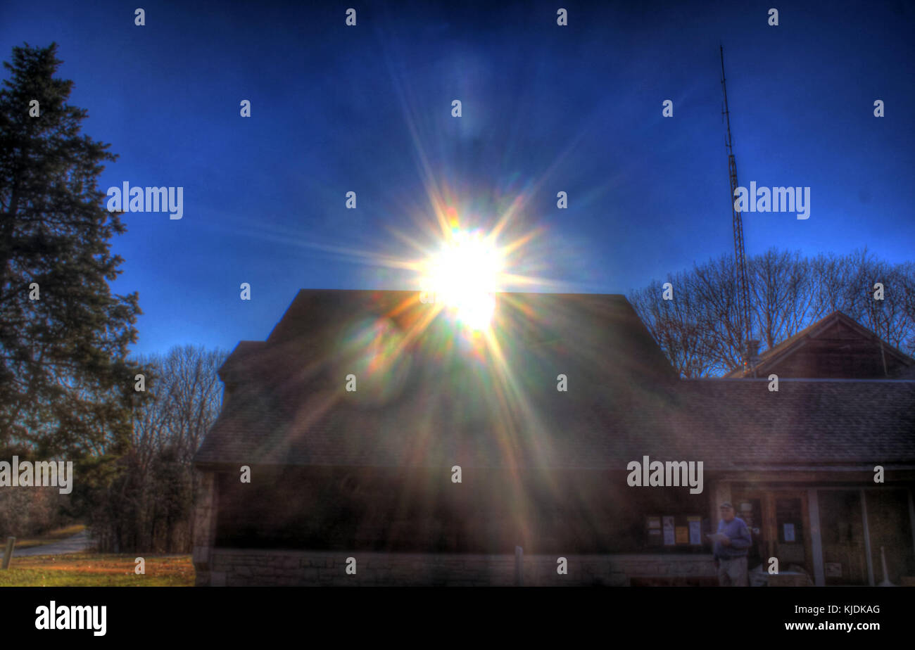 Gfp missouri Sonne über Besucher Zentrum Stockfoto