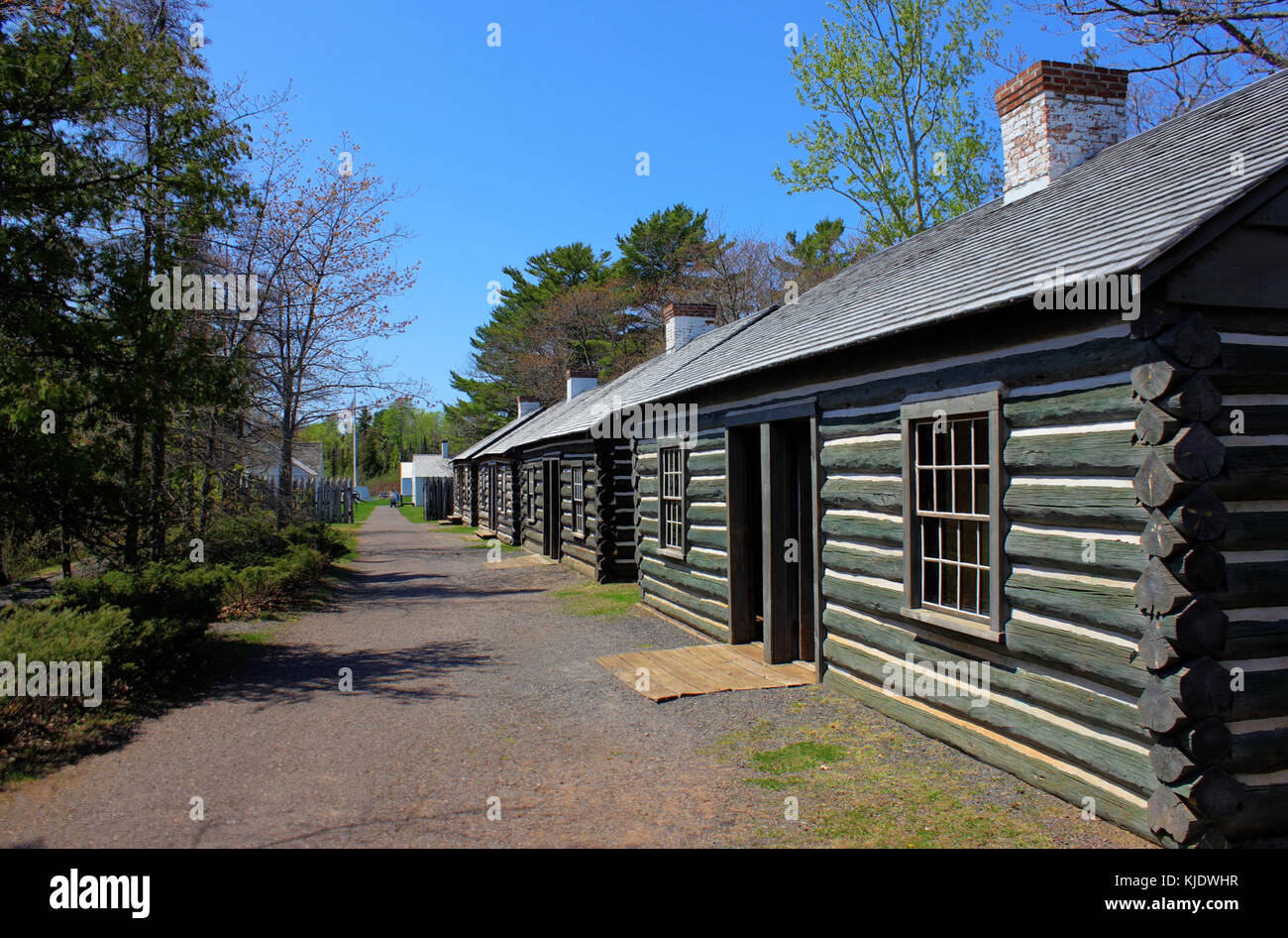 Gfp Michigan fort Wilkens state park Reihe von Häusern Stockfoto