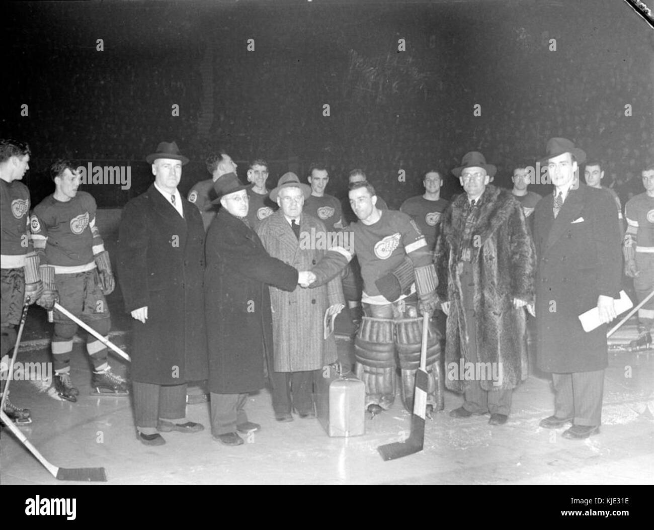 Hockey. Canadiens Detroit. Präsentation zu Connie Dion BNQ P48 S1P 10627 Stockfoto