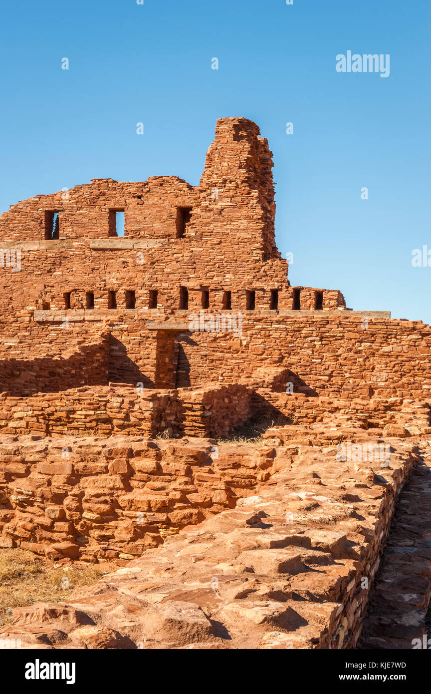 Mission San Gregorio de Abo-Ruinen, Salinas Pueblo Missions National Monument, New Mexico, NM, Vereinigte Staaten von Amerika, USA. Stockfoto