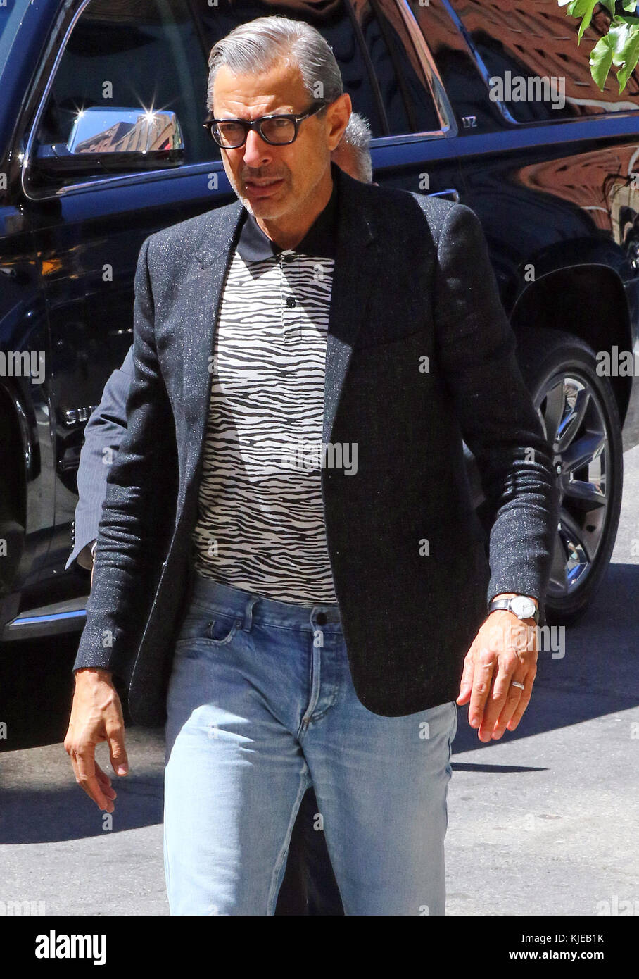 New York Ny 15 Juni Schauspieler Jeff Goldblum Schaut Wie Er Versucht Jung Zu Bleiben Nur Ein Wenig Zu Hart Wie Er In Einem Hotel In Der Innenstadt Kommt Eine Weisse