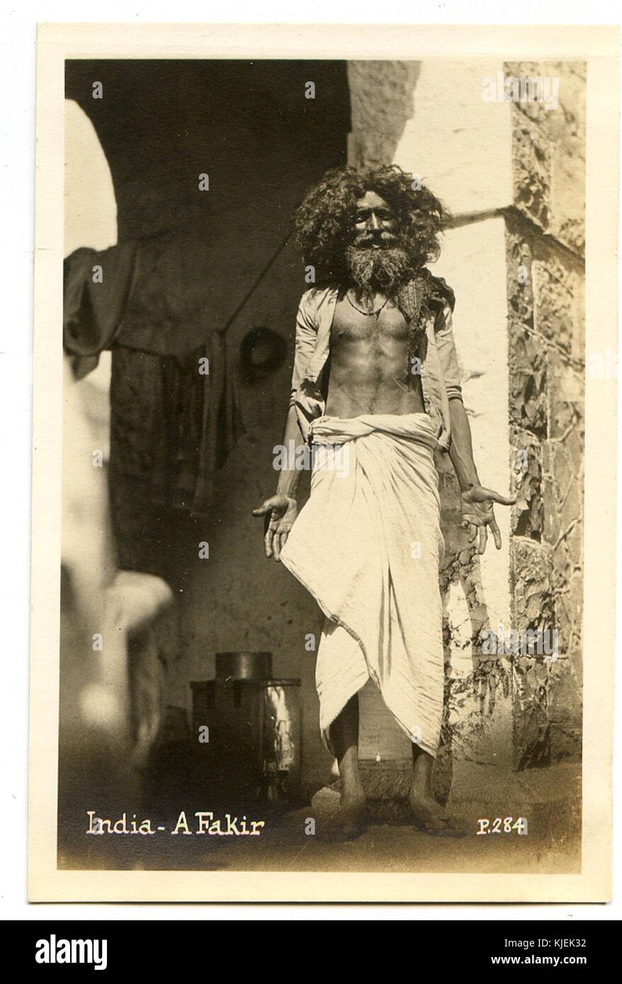 Postkarte von ein fakir in Indien (Datum unbekannt) Stockfoto