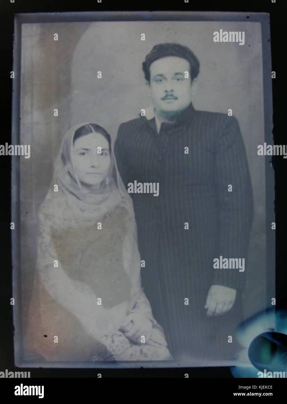 1930er Jahre vintage Glasplatte negative eines indischen Paar Stockfoto