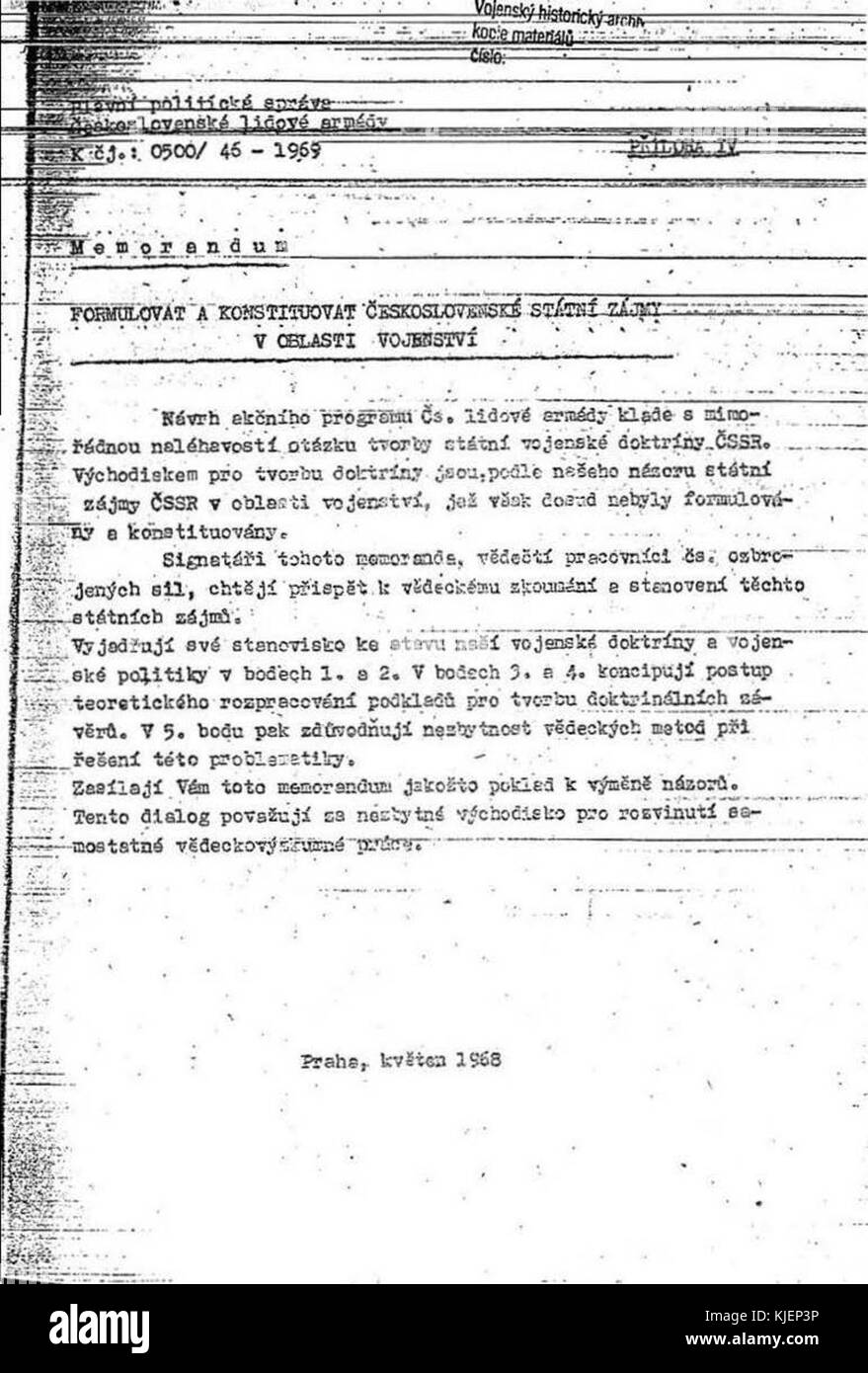 Memorandum 1968 AdobeX Seite 01 Stockfoto