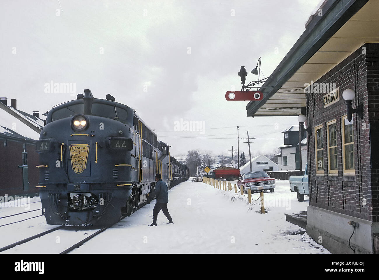 Bangor und Aroostook 44 (F3A) Zug 1 57 Wechsel bei Caribou, mir am 6. Februar 1970 (22539830521) Stockfoto
