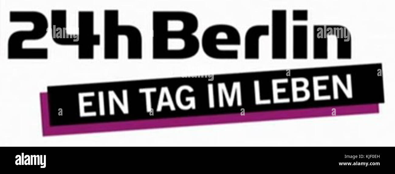 Das 24h Berlin Logo steht für eine Veranstaltung oder Initiative, die die lebendige Kultur, Kunst und Aktivitäten der Stadt repräsentiert und wahrscheinlich eine 24-Stunden-Veranstaltung oder Kampagne hervorhebt, die das vielfältige kulturelle Angebot Berlins präsentiert. Stockfoto