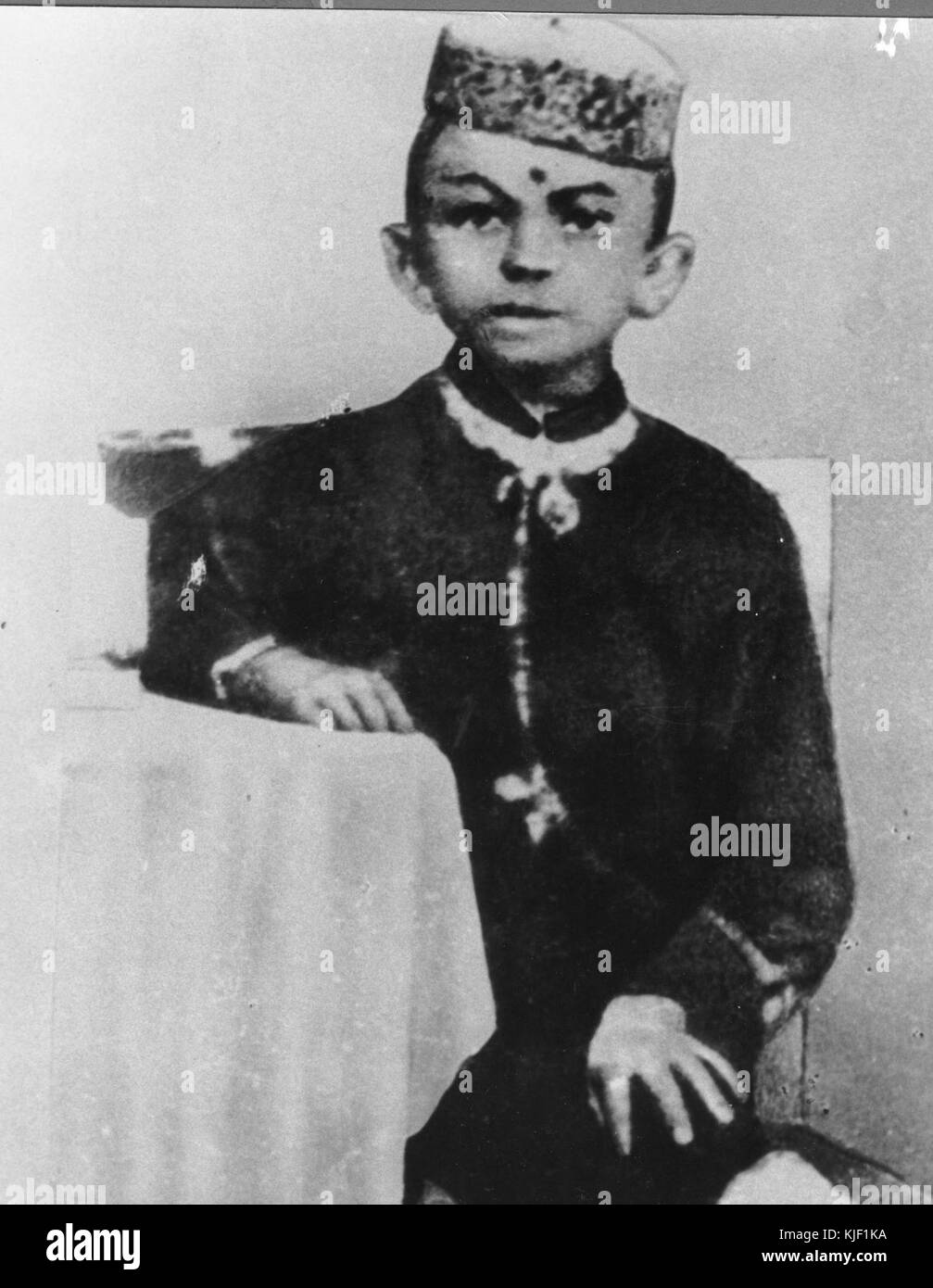 Mohandas K Gandhi, Alter 7 Stockfoto
