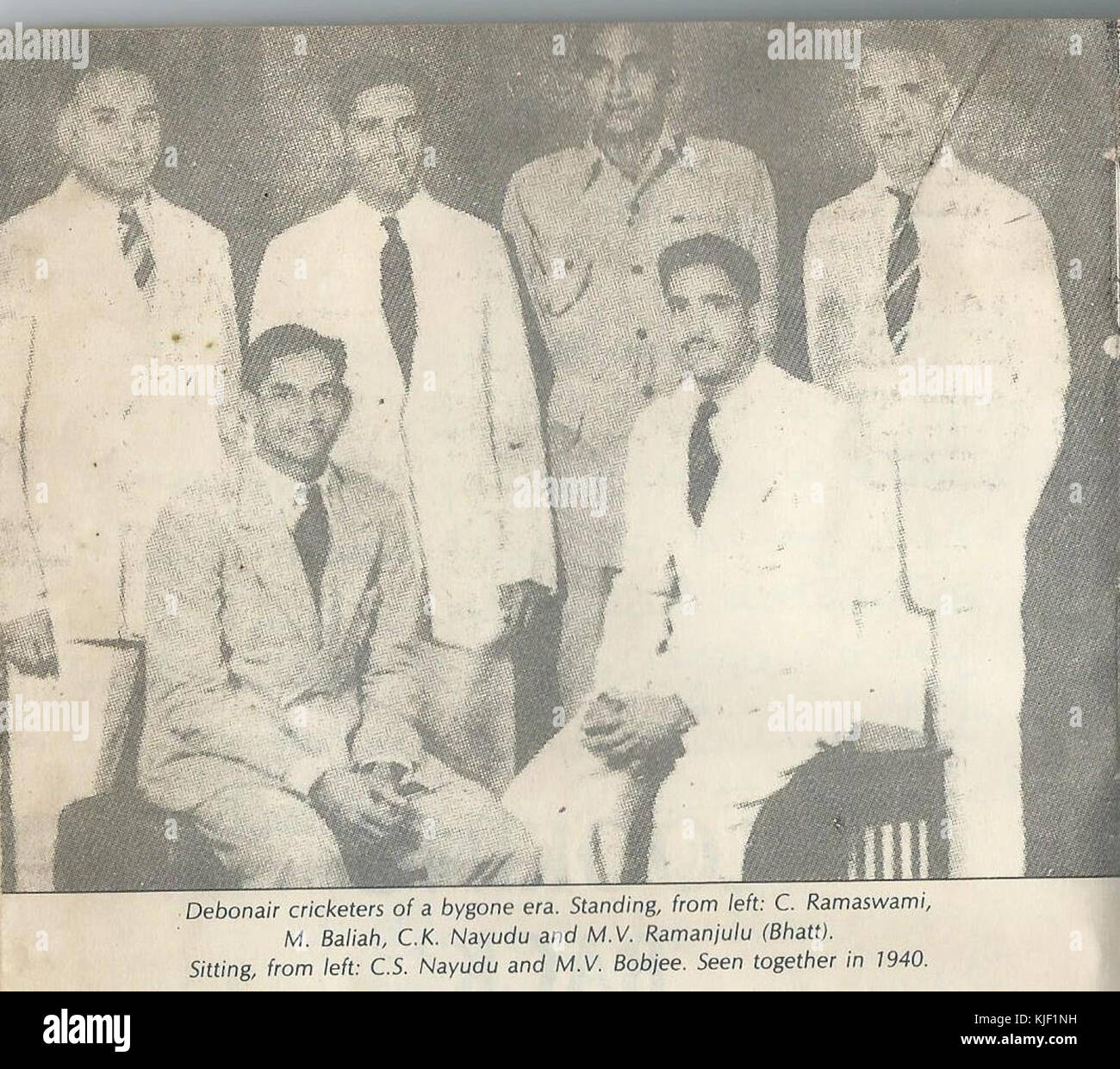 Indische Debonair Cricketers der vergangenen Ära 1940 Stockfoto