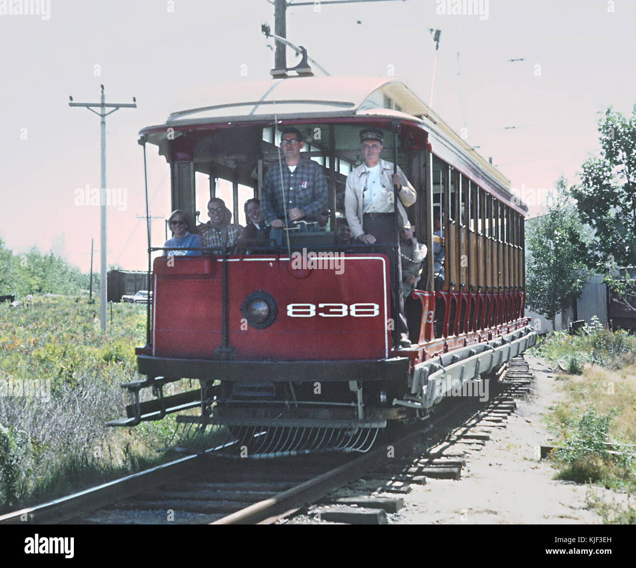 Seashore Trolley Museum offener Wagen 838, 4 Fotos (25342790324) Stockfoto
