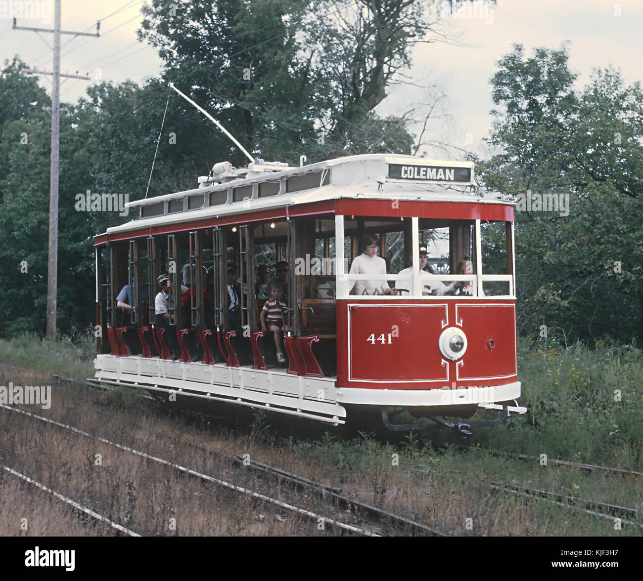 Fox River Trolley Museum, ex-US, ex Brazillian Brill offenen Wagen an der South Coleman, IL ob AE&RFC gleisanlagen am September 4, 1967 (25409245794) Stockfoto