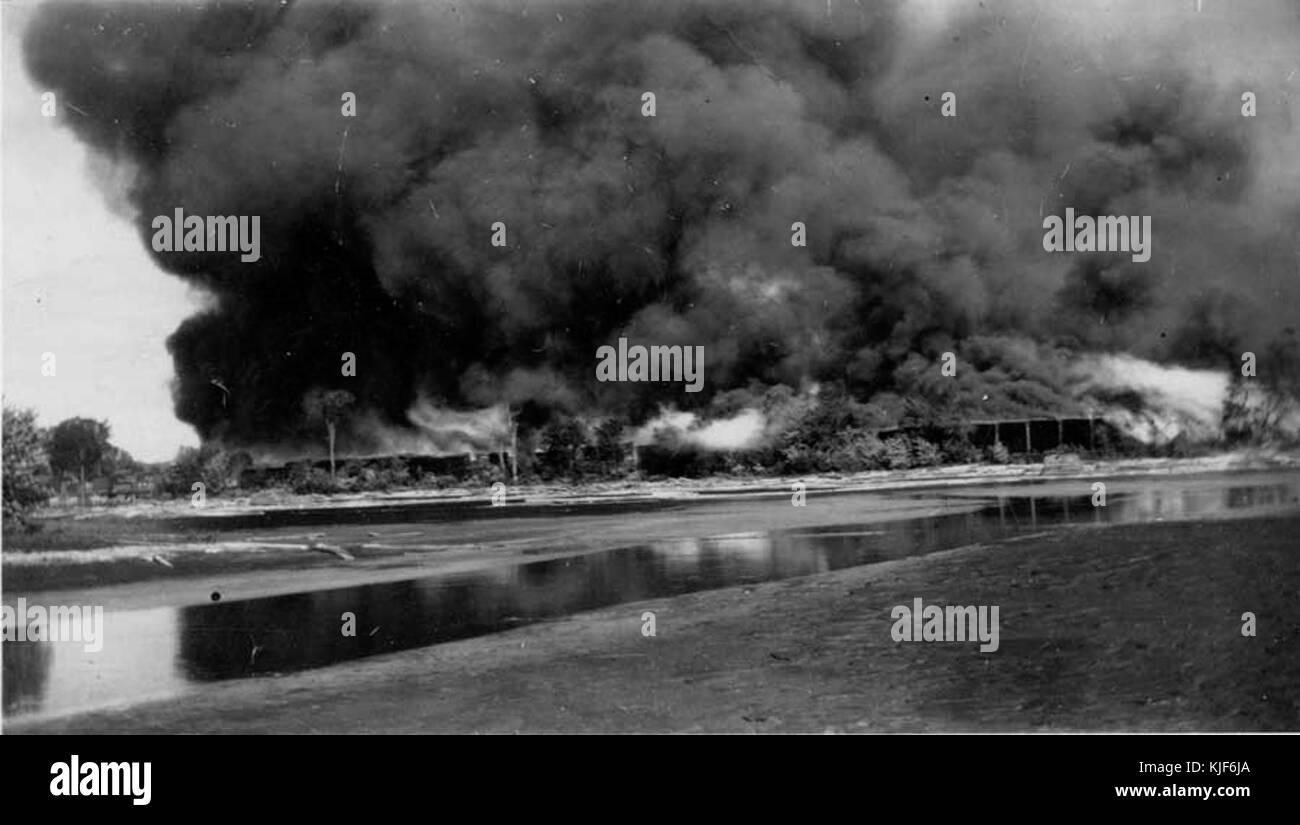 Brand im Sägewerk an der Chenail Snye, Insel, 1925 Stockfoto