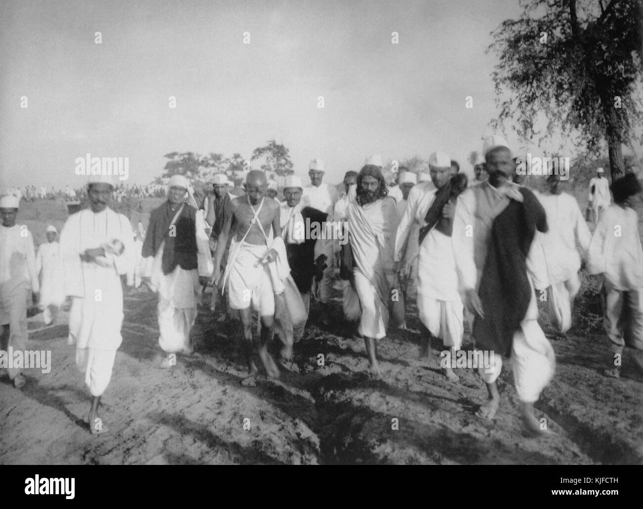 Gandhi während der Salz März Stockfoto