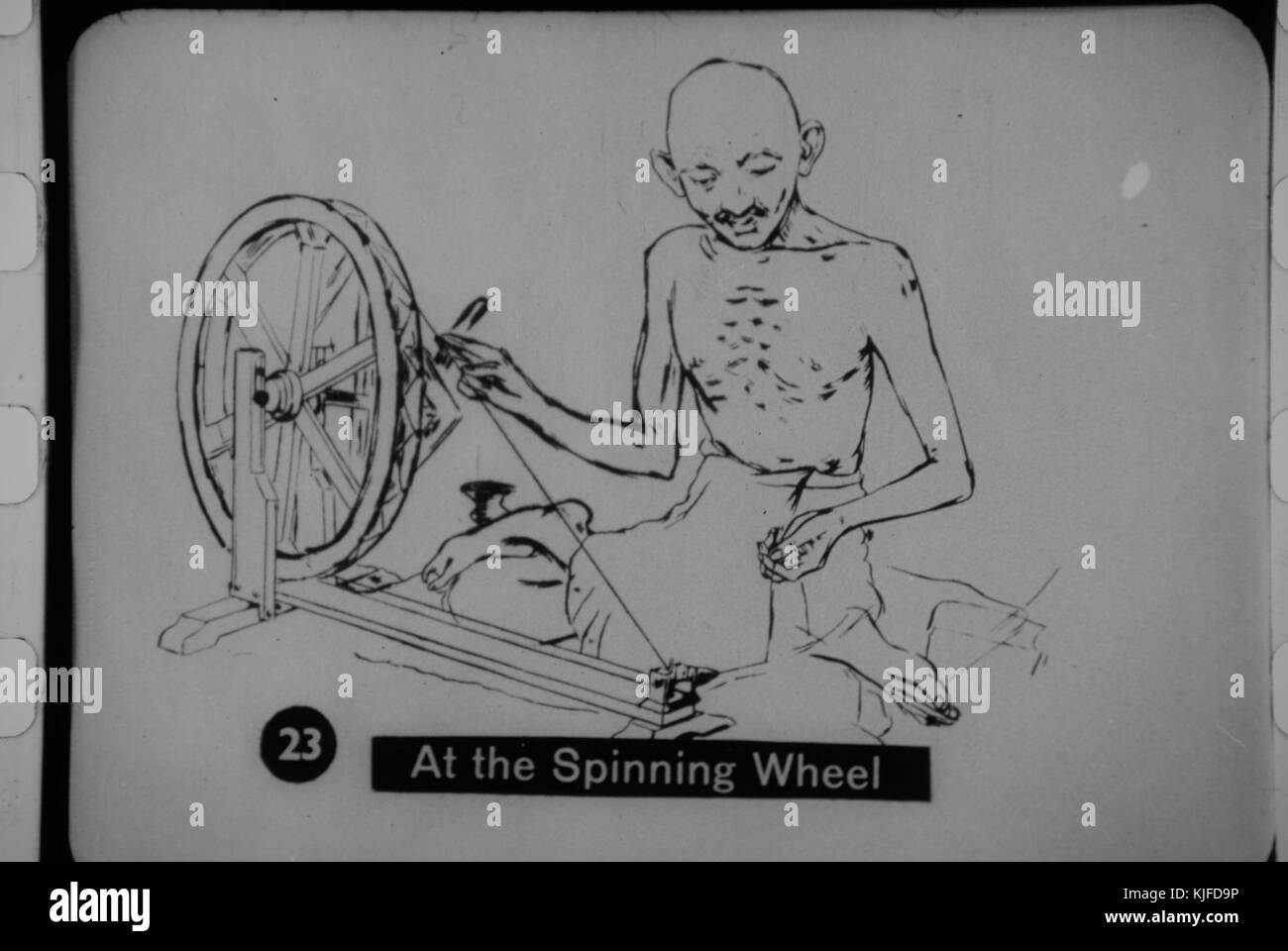 Gandhi am Spinnrad Stockfoto