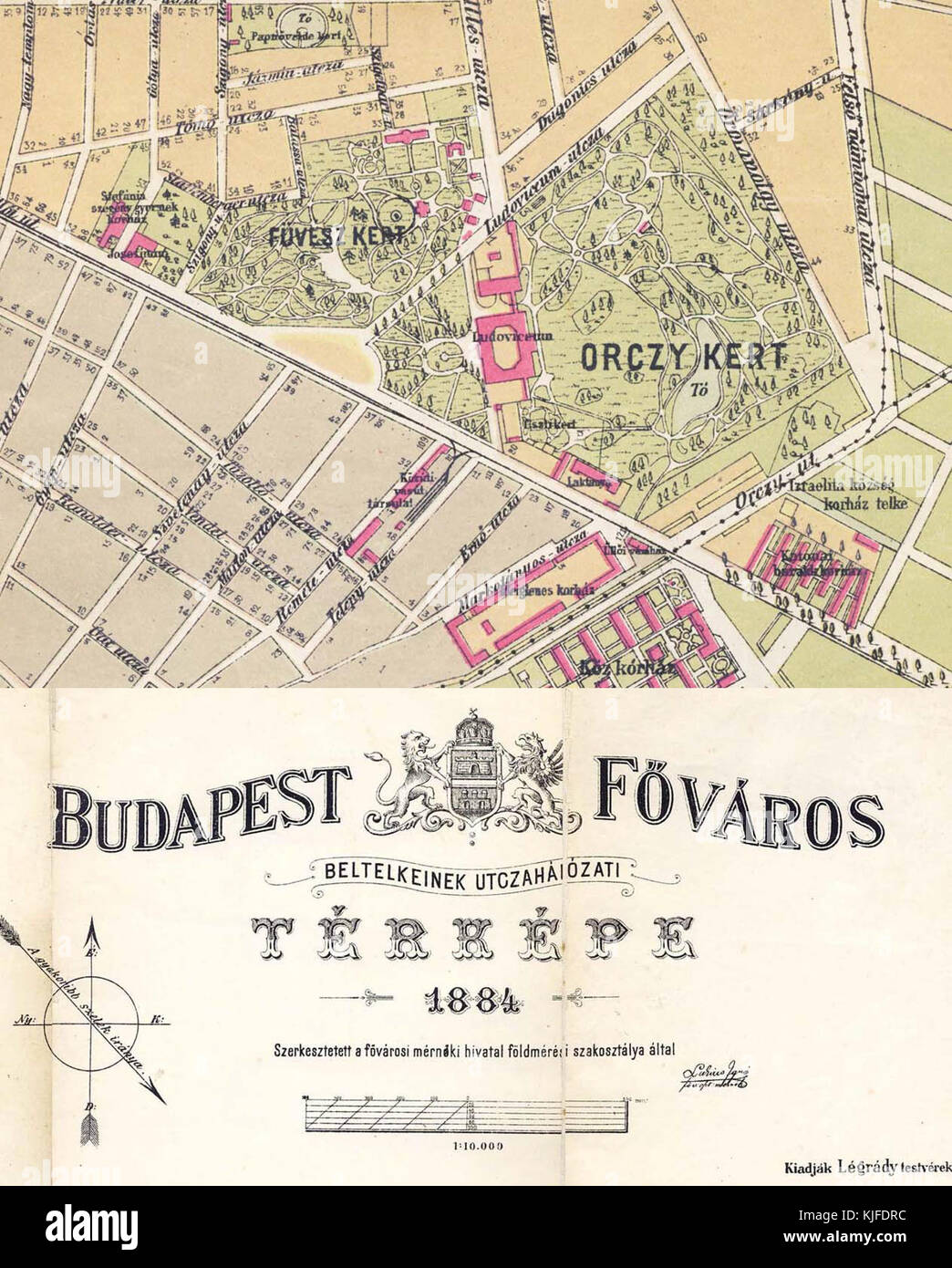 Ludovika akademia Fuveszkert terkepe 1884 Stockfoto