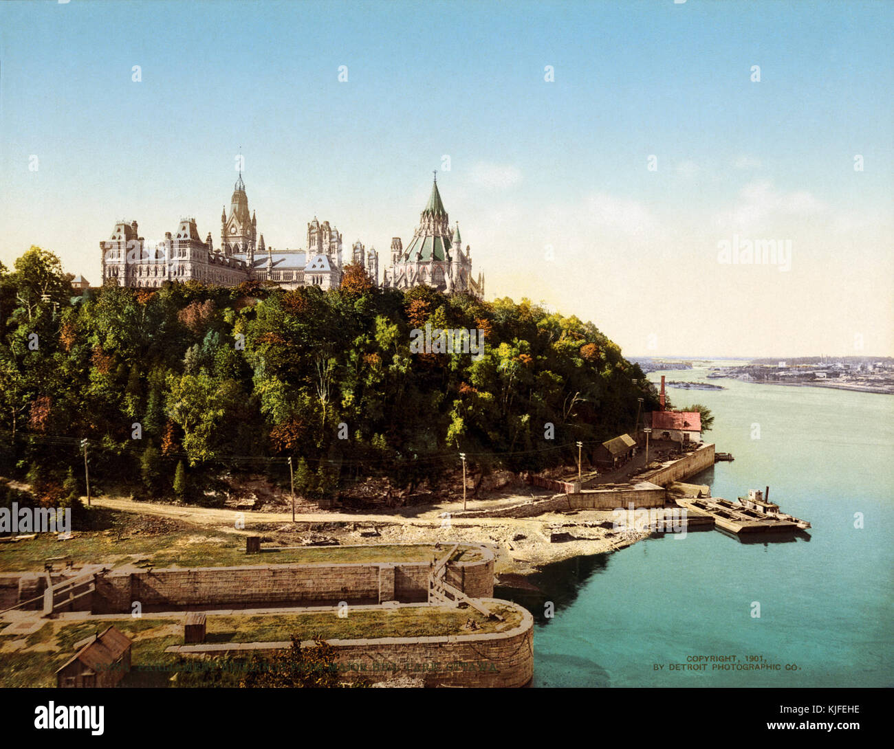 Parlament Gebäude von großen Hill Park, Ottawa, Kanada, 1901 Stockfoto