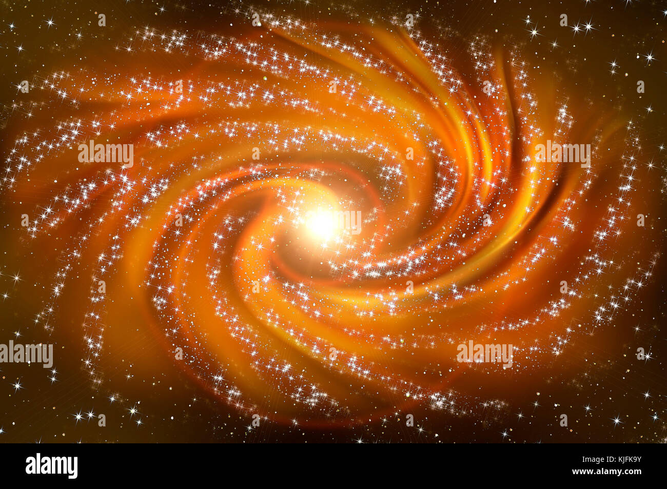 Abstrakte fiery Raum Hintergrund mit einer Spirale Nebel und Sterne im Weltraum Stockfoto
