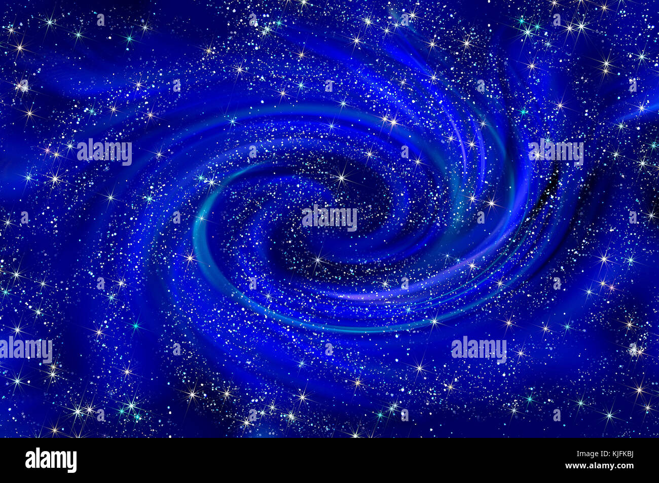 Abstrakten raum Hintergrund mit einem blaue Spirale Nebel und Sterne im Weltraum Stockfoto