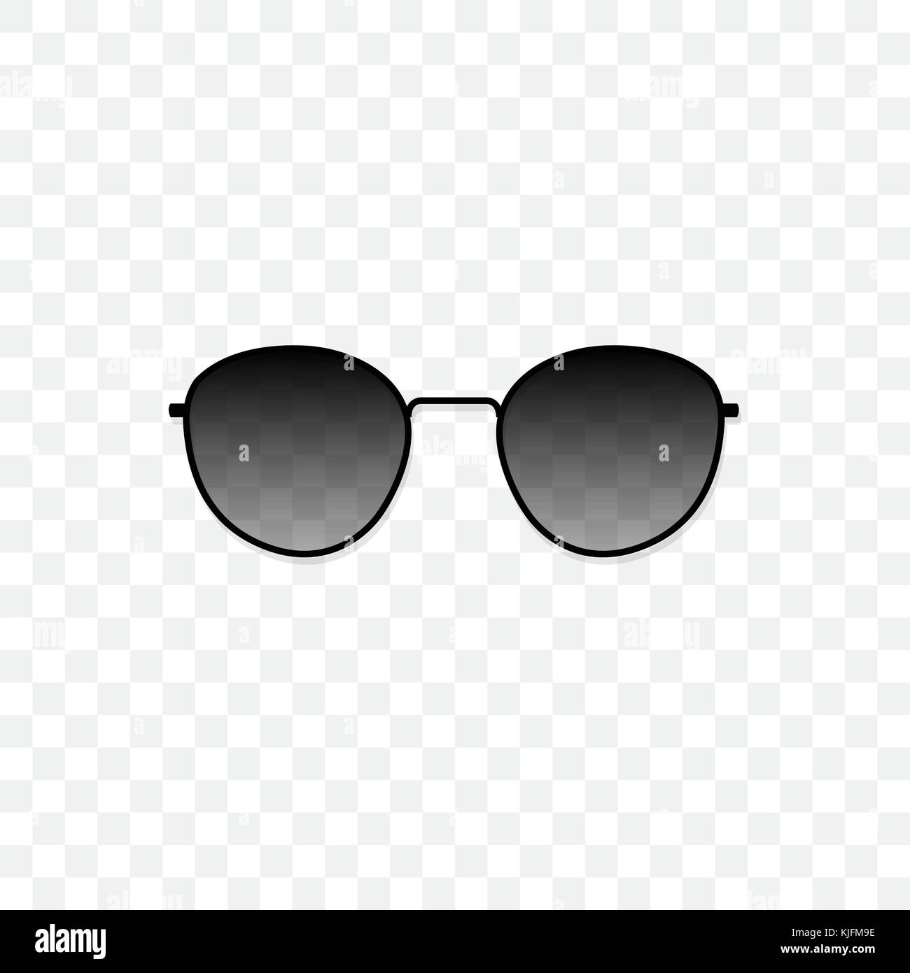 Realistische Sonnenbrille mit einer durchsichtigen Glas schwarz auf transparentem Hintergrund. Schutz vor Sonne und UV-Strahlen. modeaccessoire Vector Illustration. Stock Vektor