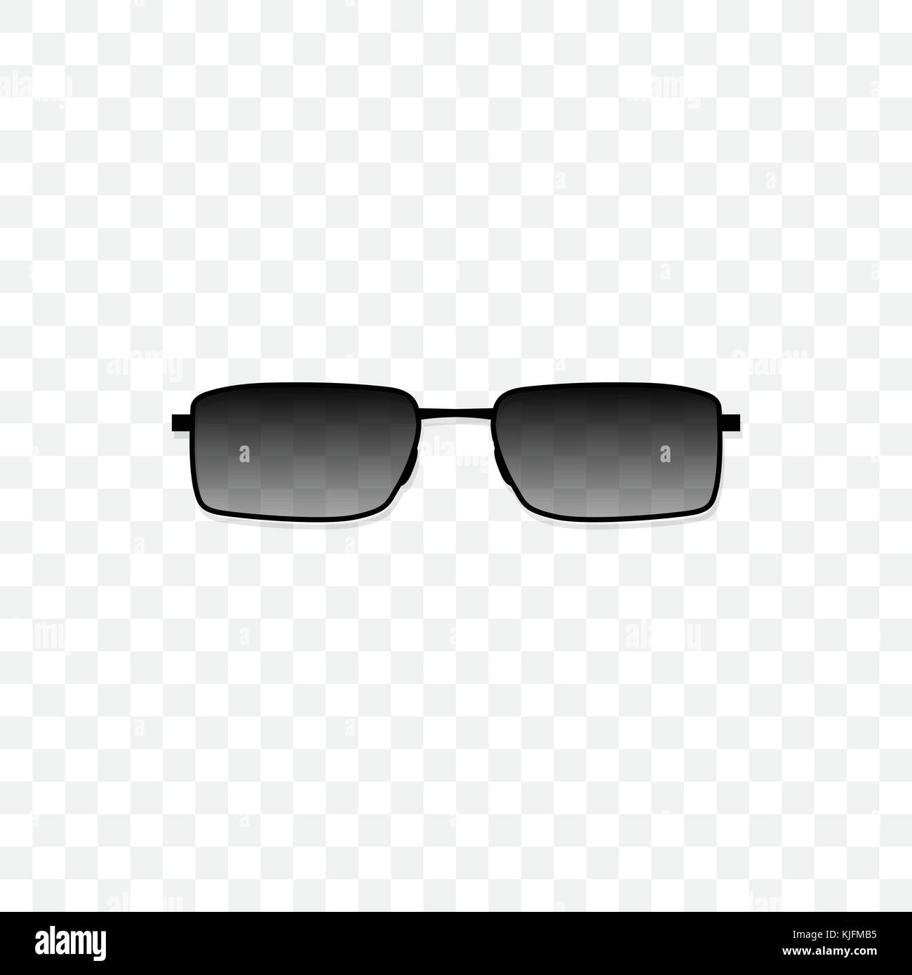 Realistische Sonnenbrille mit einer durchsichtigen Glas schwarz auf transparentem Hintergrund. Schutz vor Sonne und UV-Strahlen. modeaccessoire Vector Illustration. Stock Vektor