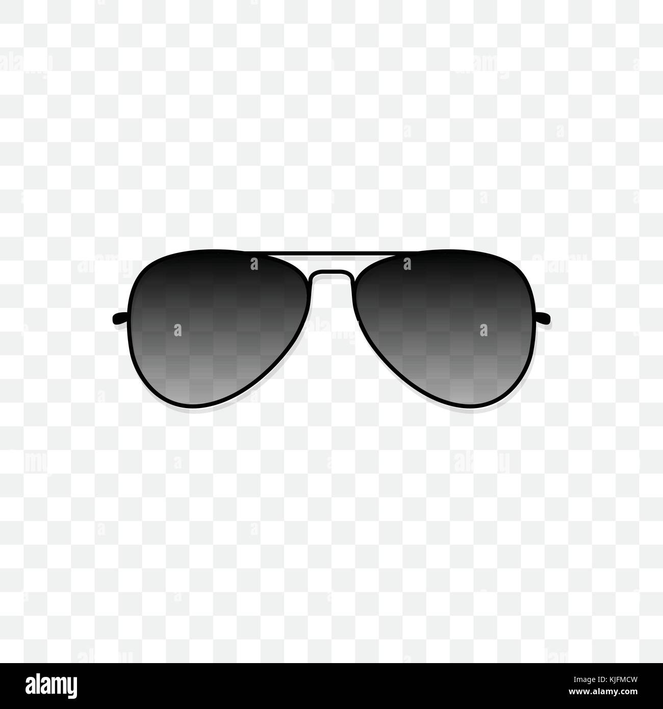 Realistische Sonnenbrille mit einer durchsichtigen Glas schwarz auf transparentem Hintergrund. Schutz vor Sonne und UV-Strahlen. modeaccessoire Vector Illustration. Stock Vektor