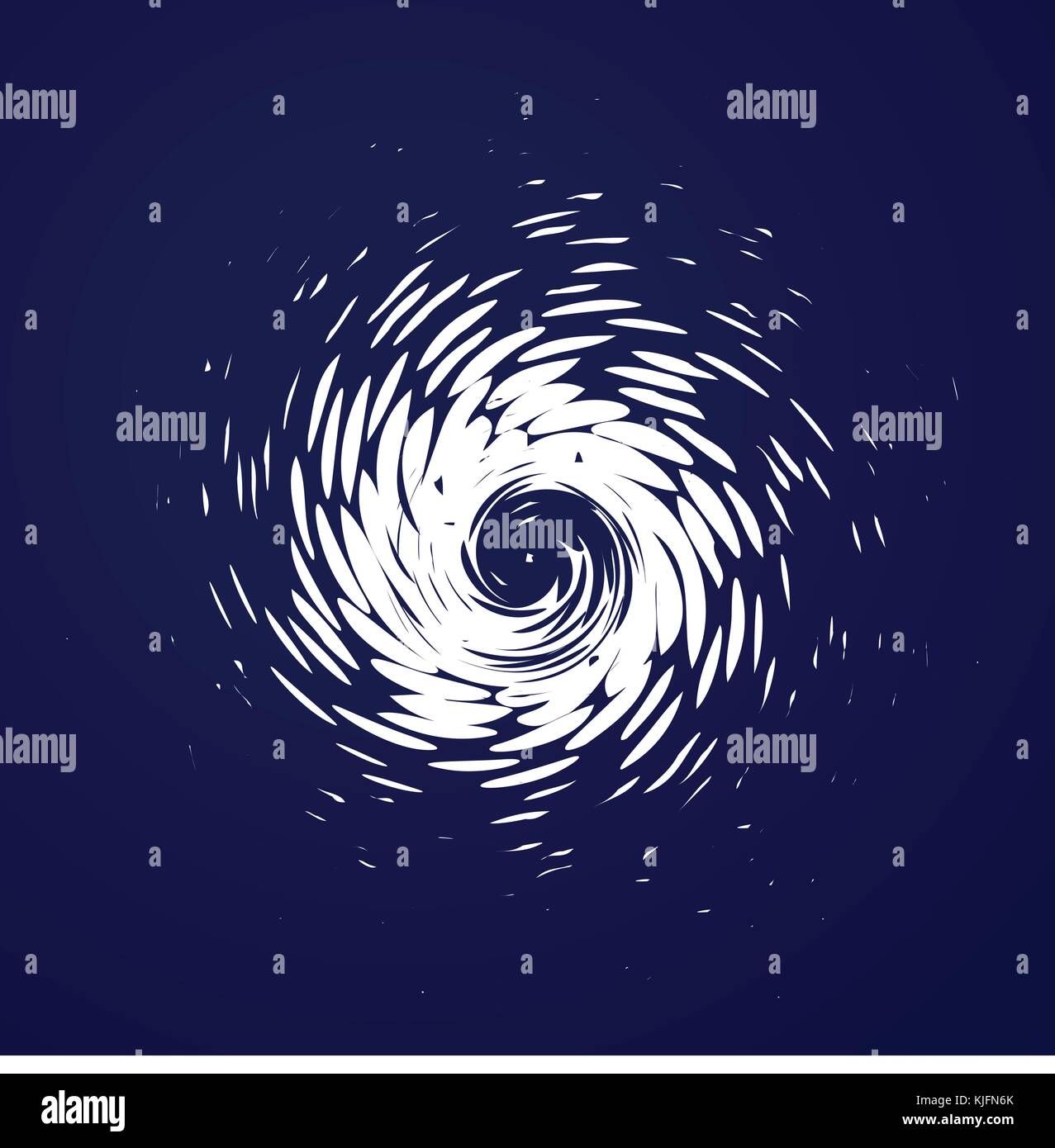 Große Hurrikan, Tornado, Taifun, weiße Wolken wirbeln, Twister am blauen Meer Hintergrund Draufsicht. Gefahr cyclone Vector Illustration, web Infografik. Stock Vektor