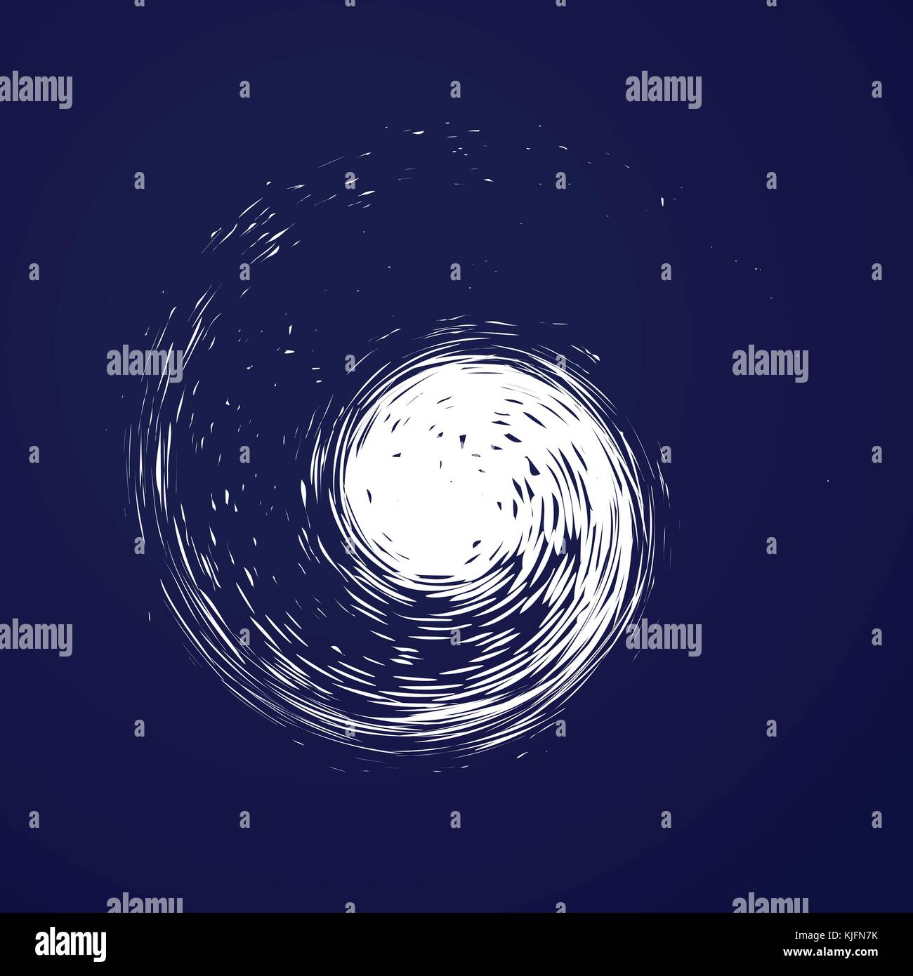 Große Hurrikan, Tornado, Taifun, weiße Wolken wirbeln, Twister am blauen Meer Hintergrund Draufsicht. Gefahr cyclone Vector Illustration, web Infografik. Stock Vektor