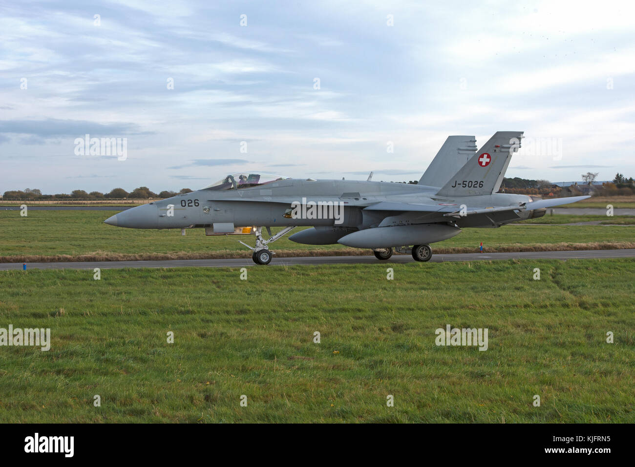 Swiss Air Force Mcdonnell Douglas F 18 C/A Hornet schnell Twin vierstrahligen Jet Fighter Aircraft. Auf 4 Woche Pilot Training. Stockfoto