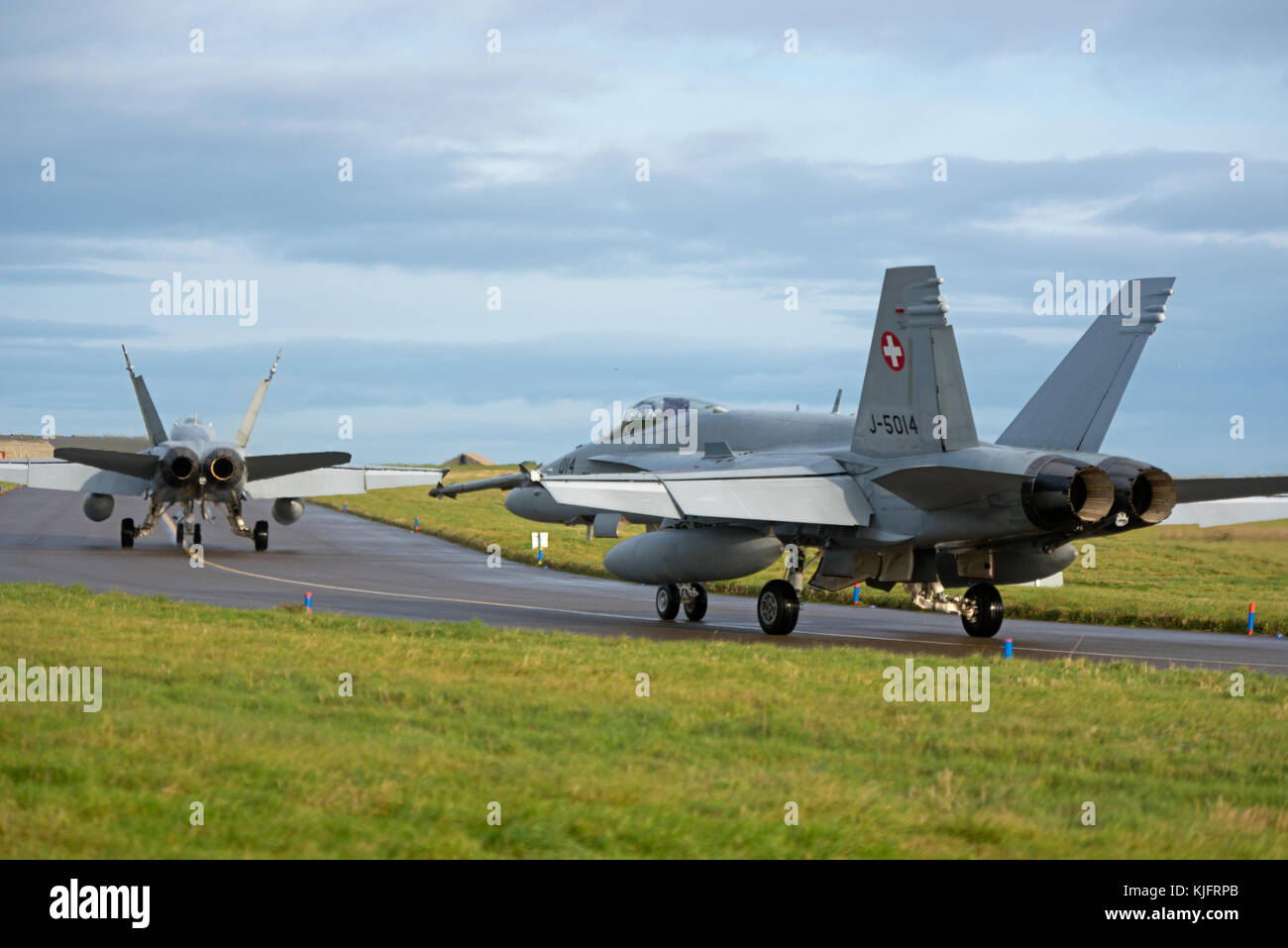 Swiss Air Force Mcdonnell Douglas F 18 C/A Hornet schnell Twin vierstrahligen Jet Fighter Aircraft. Auf 4 Woche Pilot Training. Stockfoto