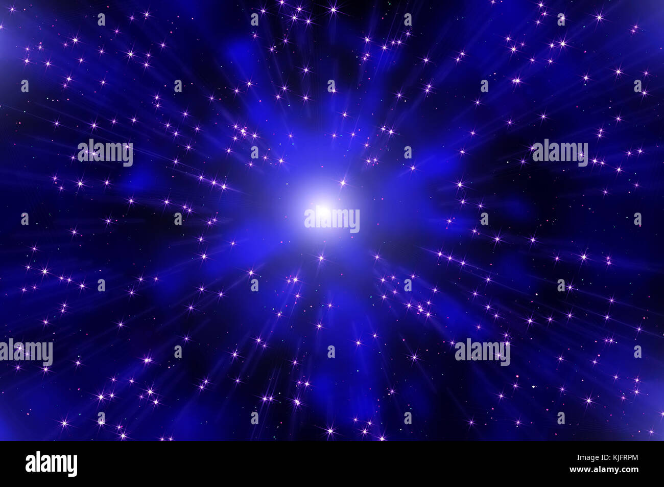Abstrakte dark blue Space Hintergrund mit Nebel, Stars und Star Trails Stockfoto