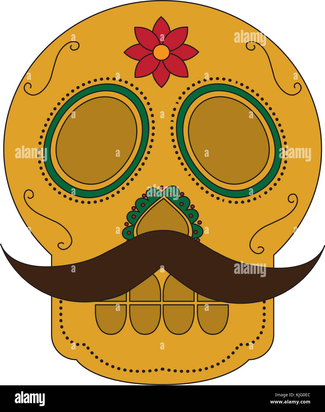 Totenkopf mit Schnurrbart der Tag des Todes mexikanische traditionelle