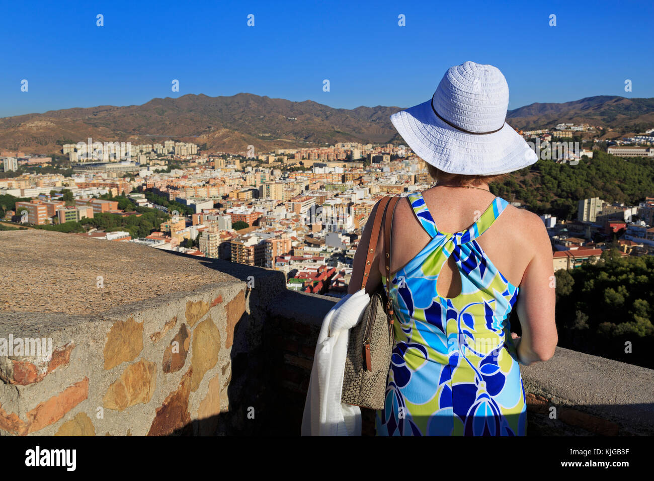 Blick von der Burg Gibralfaro, Malaga, Andalusien, Spanien, Europa Stockfoto
