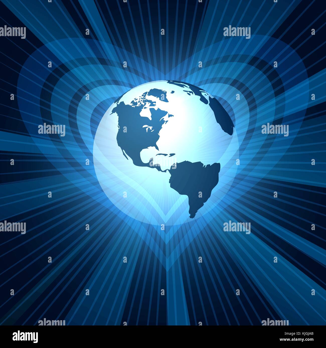 Glühende Erde in Herzform Kurven auf Platz Hintergrund. Vector Illustration. Stock Vektor