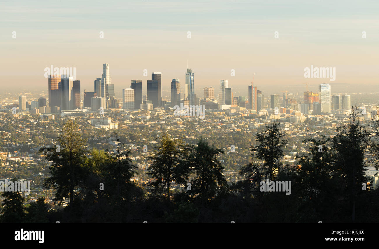 Die Gebäude und Architektur der Innenstadt von Los Angeles in Kalifornien in der Nähe von Sunset Stockfoto
