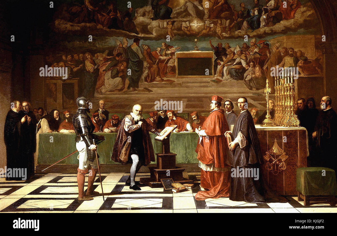 Joseph Nicolas Robert-Fleury-Galileo vor dem heiligen Amt im Vatikan, 19. Jahrhundert Stockfoto