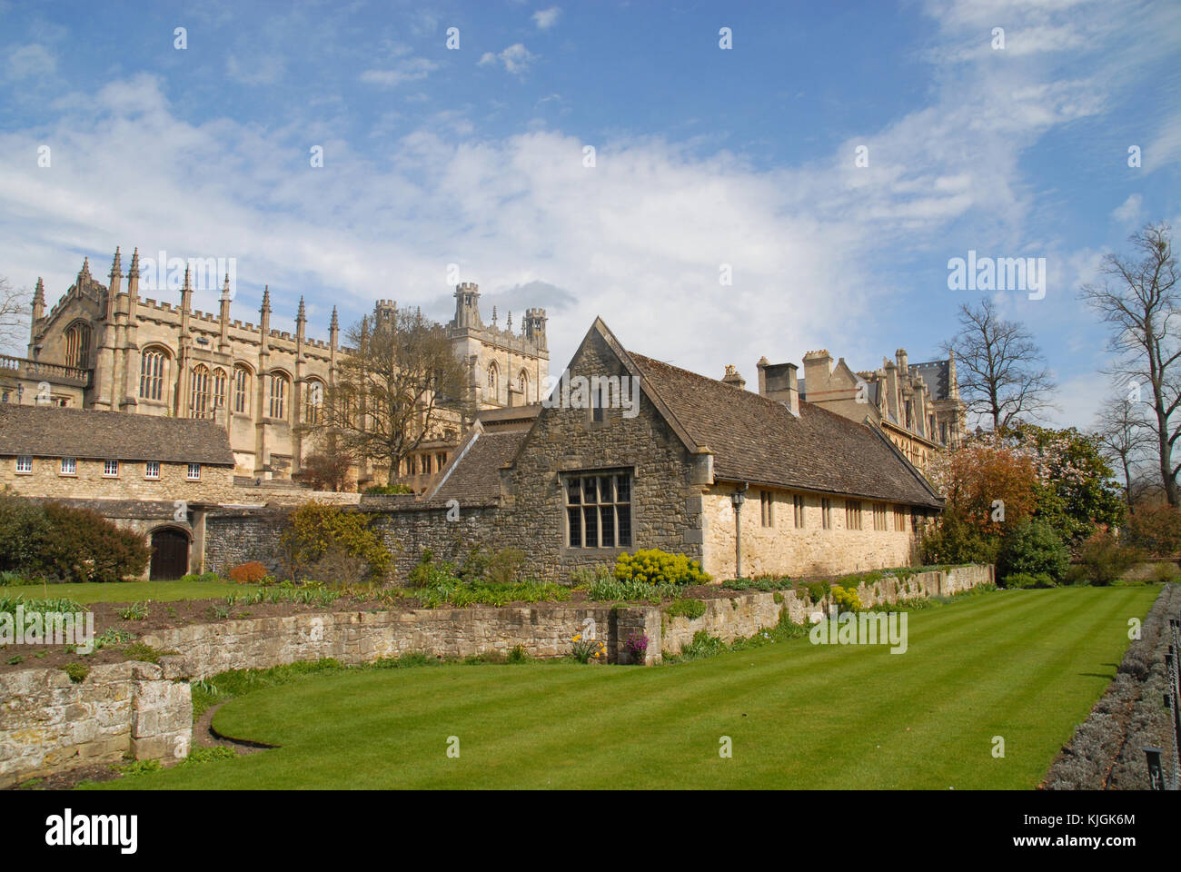 Oxford, Großbritannien - 12 April 2015: Halle und Wiese Gebäude am Christ Church College Stockfoto