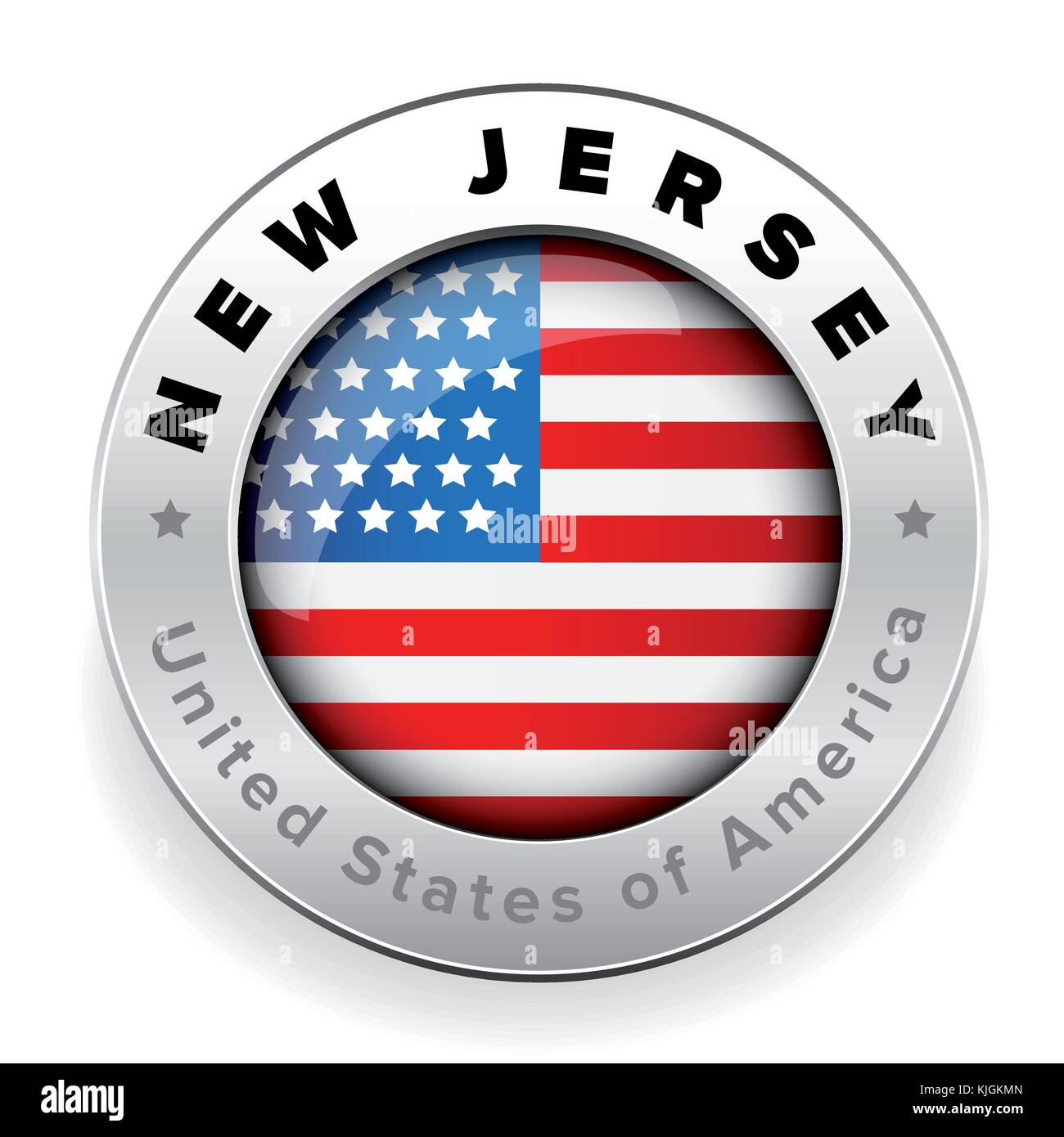 New Jersey usa Flagge Abzeichen Taste Stock Vektor