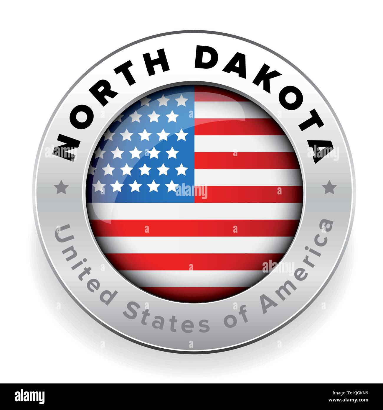 North Dakota USA-Flagge Abzeichen Taste Stock Vektor