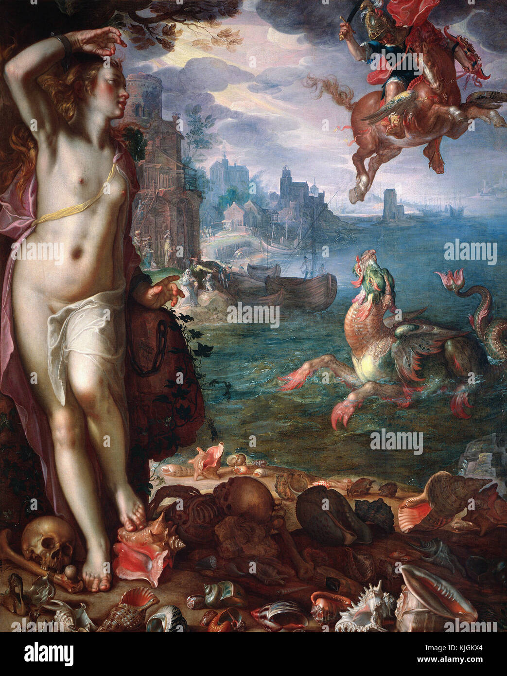 Wtewael Joachim - Perseus Rettung Andromeda Paris. Musée du Louvre 1615 Stockfoto