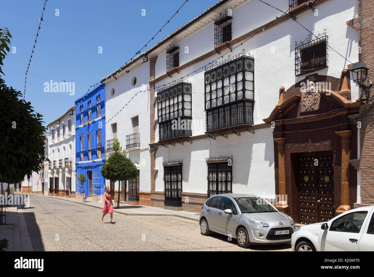 Canete la Real, Provinz Málaga, Andalusien, Südspanien. Calle San Sebastian. San Sebastian Street. Stockfoto