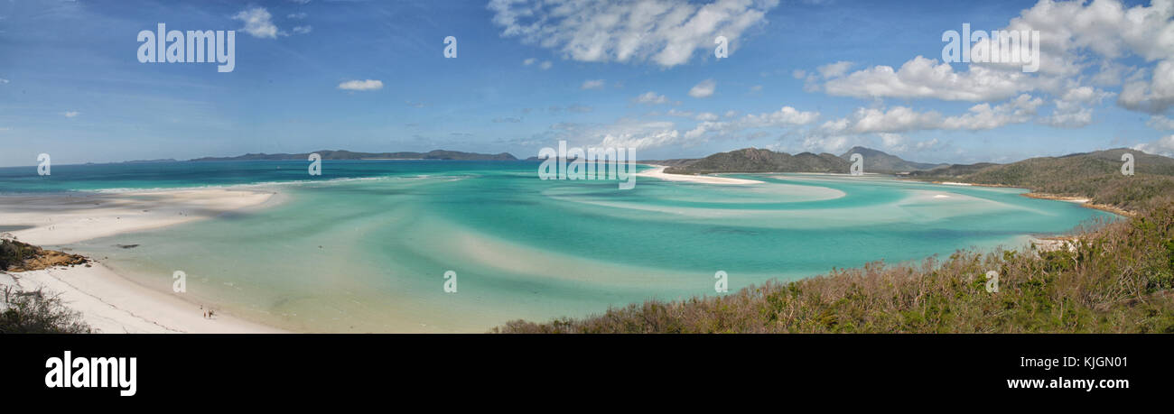 Und whitsundays Whitehaven Beach, Australien, von Hill inlet Lookout gesehen Stockfoto