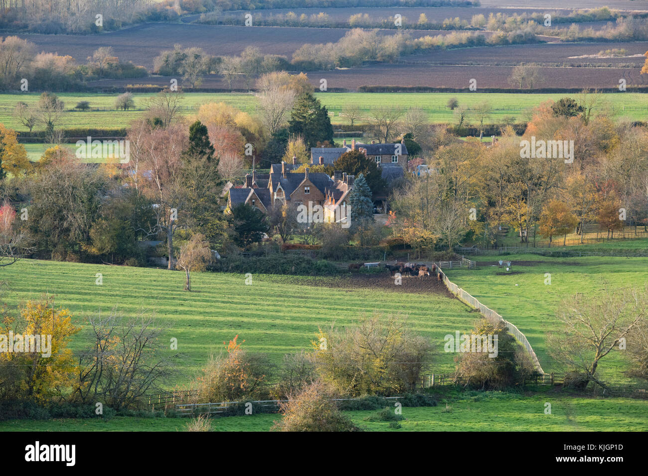 Radway im Herbst. Radway/Edgehill. Warwickshire, England Stockfoto