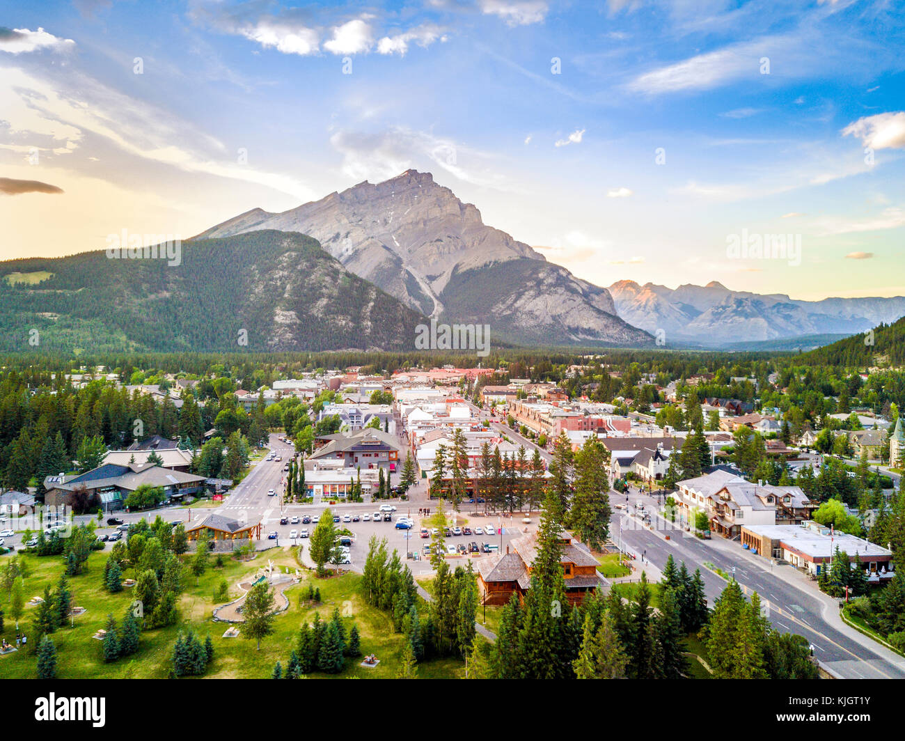 Erstaunlich Stadtbild von Banff in den kanadischen Rocky Mountains in Alberta, Kanada Stockfoto